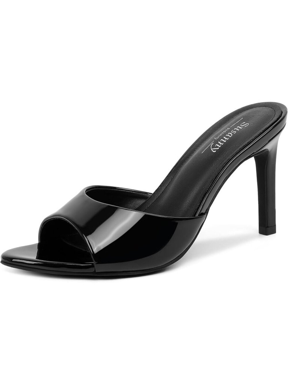 Women's Black Mule High Heels Pointed Open Toe Sexy Slip on Casual Dressy Shoes